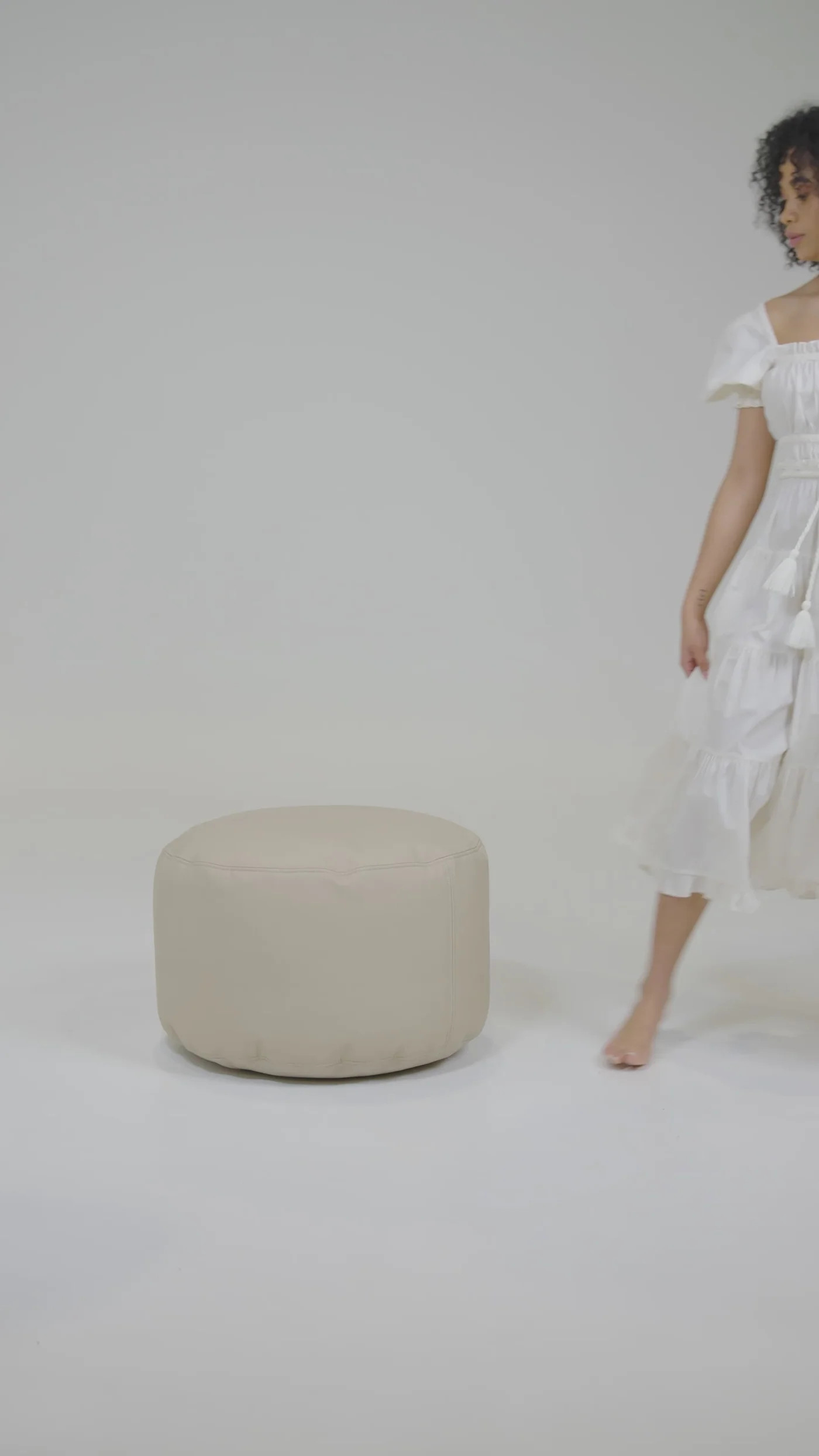 Circle Leather Pouf for Kids & Family Spaces | Gathre | Gathre