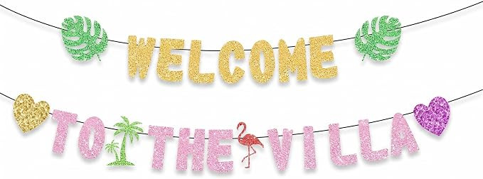 Welcome to The Villa Banner - Love Villa Island Themed Party Decorations, Glitter Banner, Island ... | Amazon (US)