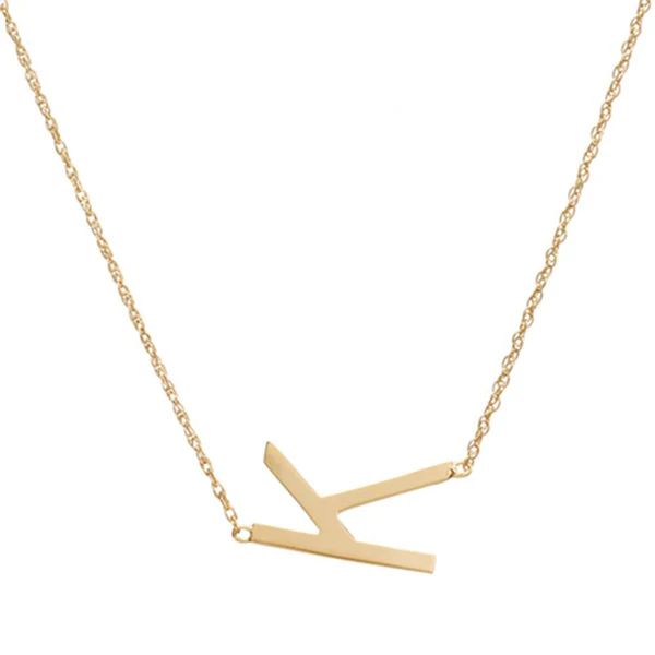 Metal Sideways Letter Necklace | Moon and Lola