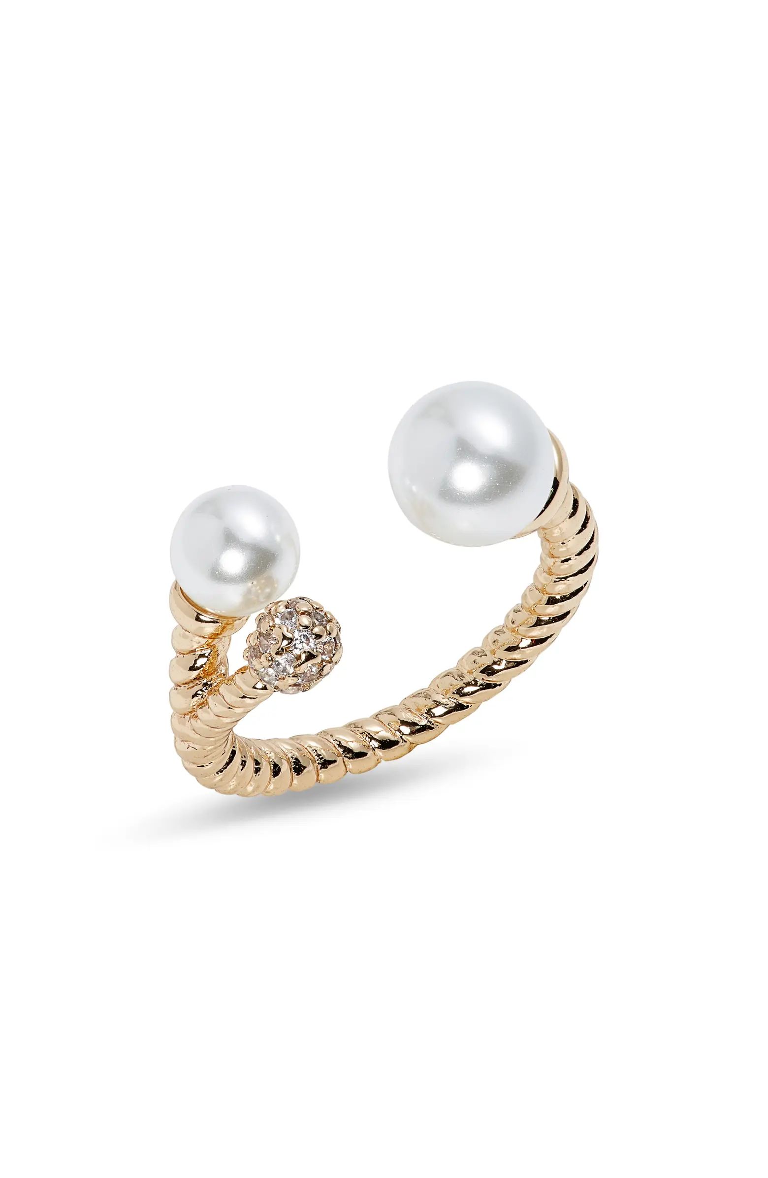 Imitation Pearl & Pavé Cubic Zirconia Ring | Nordstrom