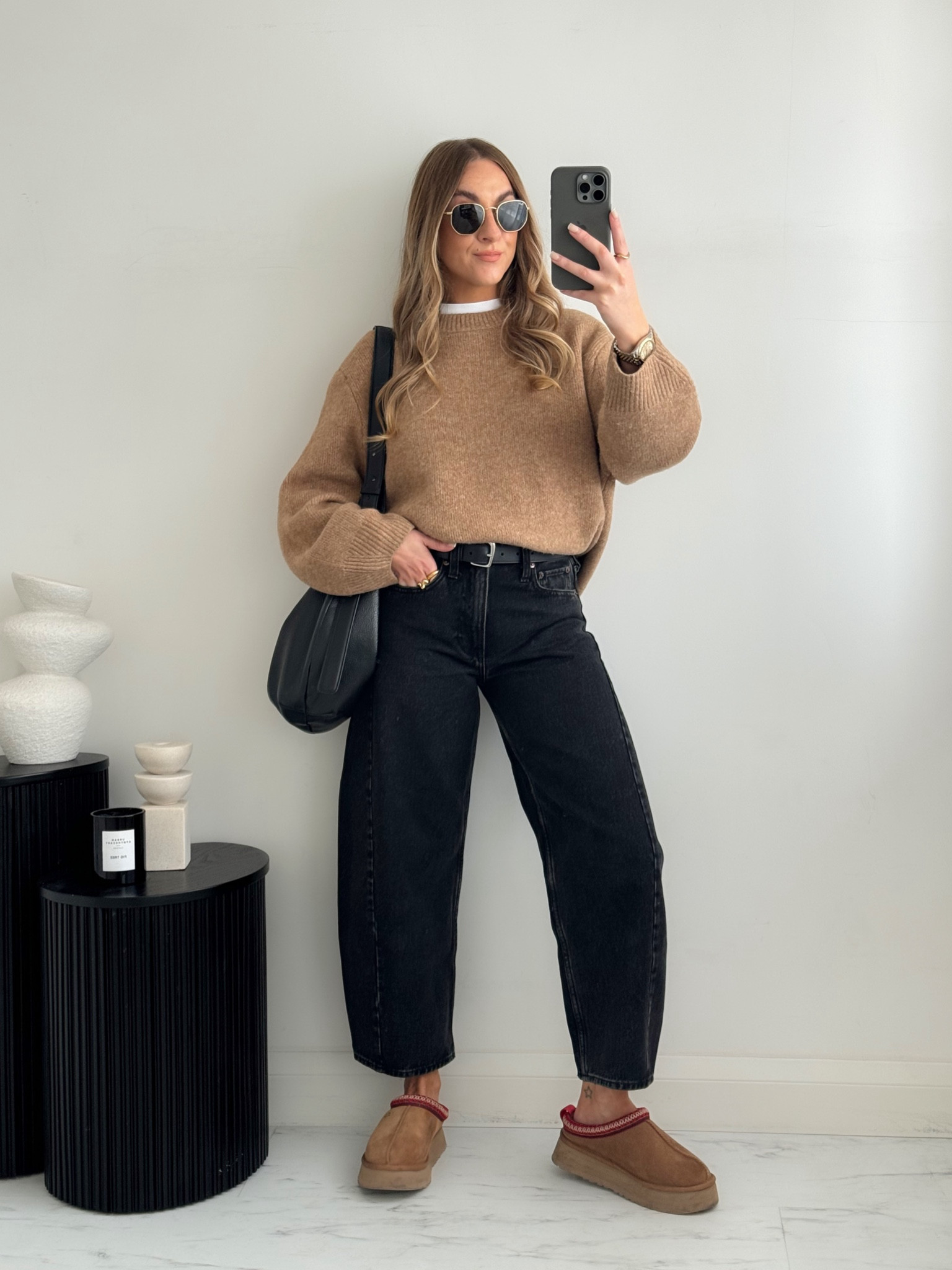 Camel jumper, barrel leg jeans & Ugg Tazz 



#LTKstyletip #LTKshoes #LTKautumn
