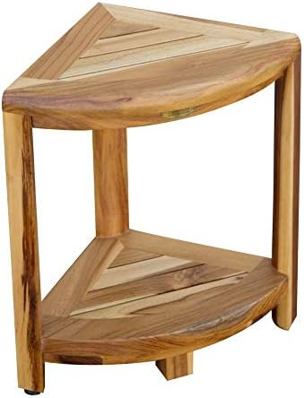 EcoDecors Oasis 2-Tier Teak Corner Shelf, 13Lx13Wx18.5T, Natural | Amazon (US)