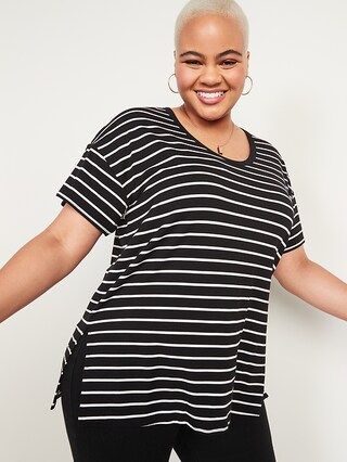 Short-Sleeve Luxe Oversized Striped Tunic T-Shirt for Women | Old Navy (US)