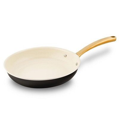 NutriChef 12" Large Fry Pan - Large Skillet Nonstick Frying Pan with Golden Titanium Coated Silicone Handle, Ceramic Coating | Target