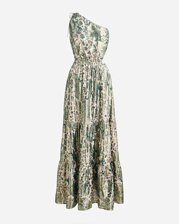 Collection one-shoulder cutout dress in floral Lurex® chiffon | J. Crew US