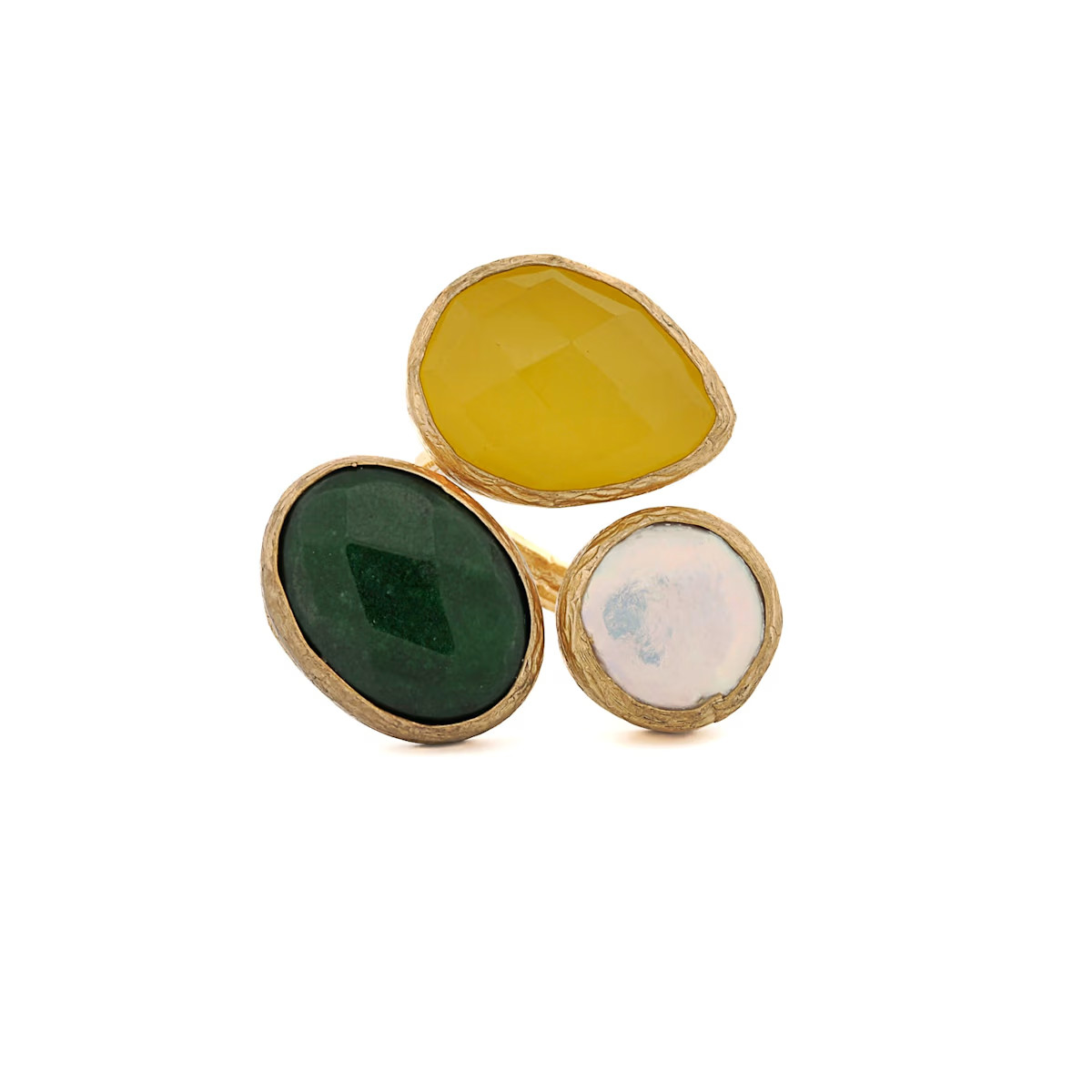 Triple Gemstone Chunky Adjustable Hera Ring | Wolf & Badger (US)