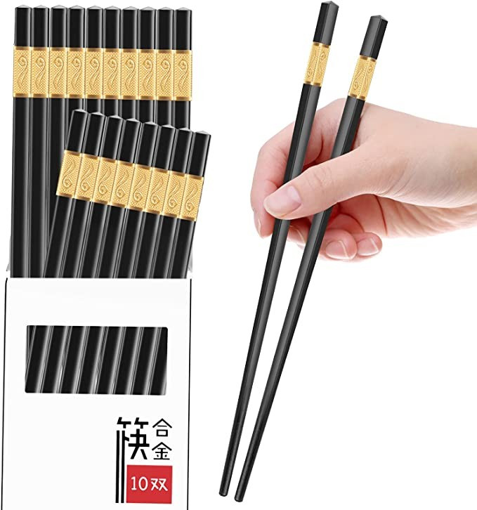 Amazon.com: 10 Pairs Reusable Chopsticks Dishwasher Safe,9.5 Inch Fiberglass Chopsticks Set, Japa... | Amazon (US)