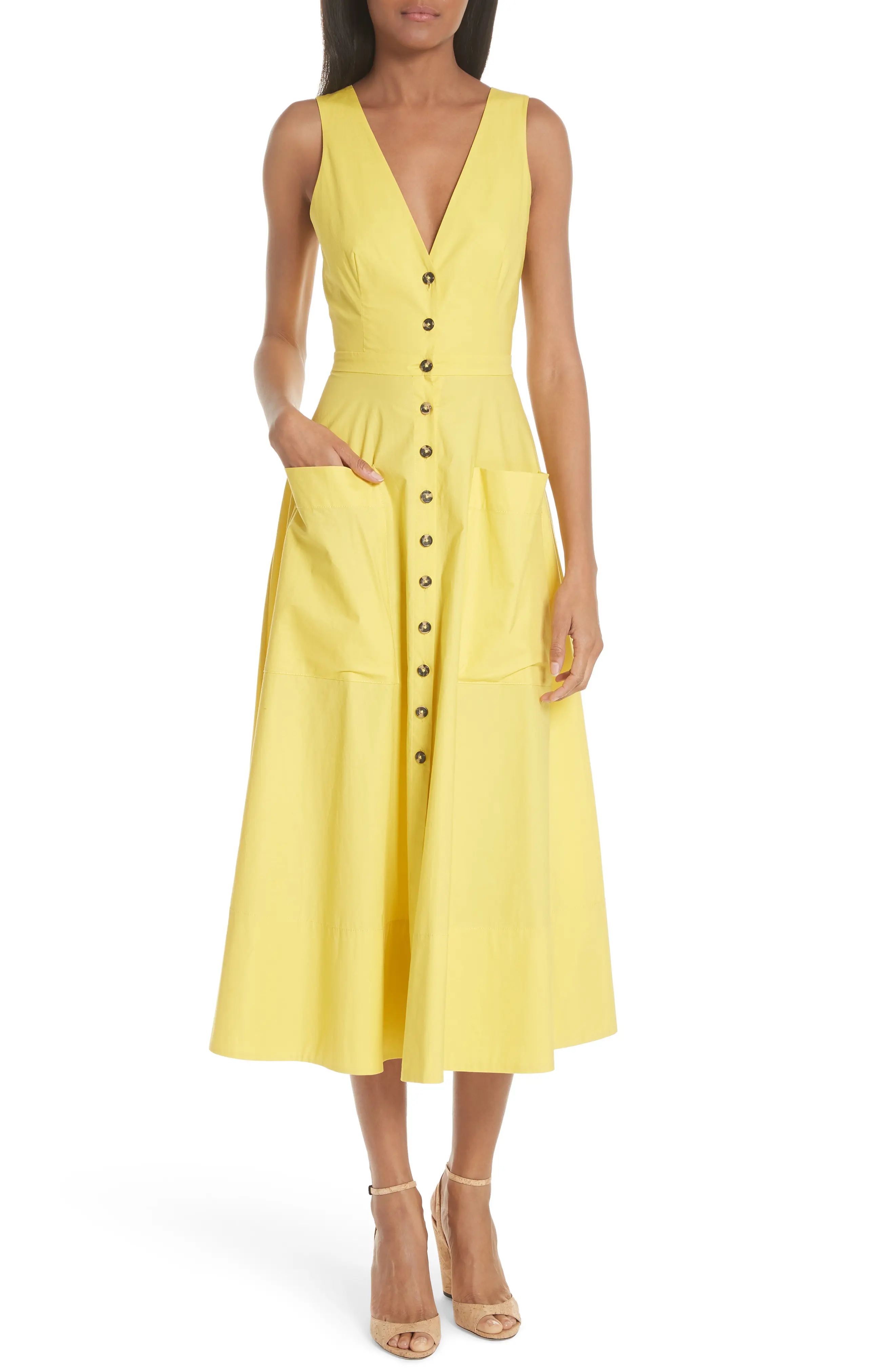 SALONI Zoey Cutout Stretch Poplin Dress | Nordstrom