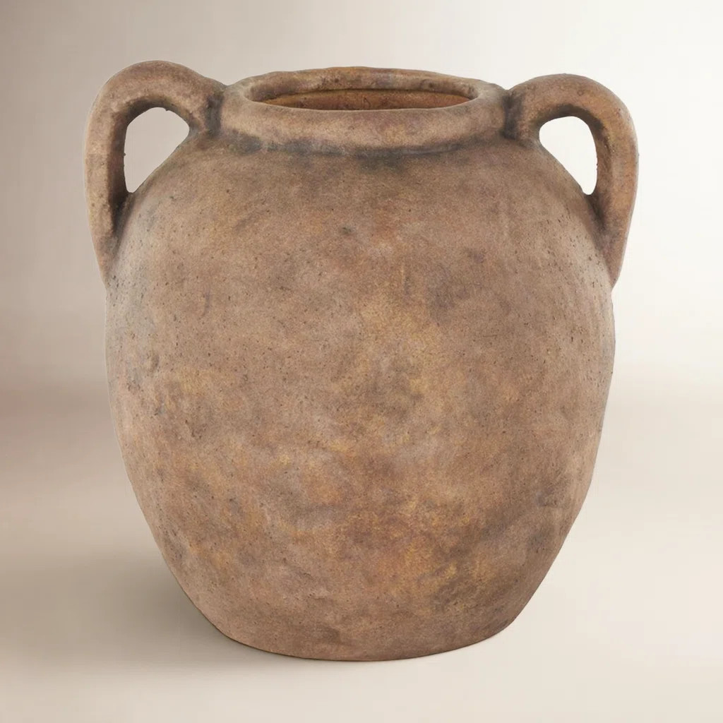 Badgley Ceramic Antique Style Textured Vase With Shadings And Handles | Wayfair North America