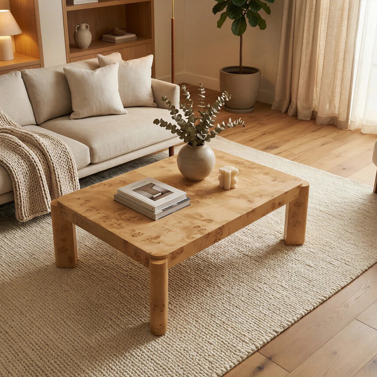 Jakus 46" Burl Coffee Table | Wayfair North America