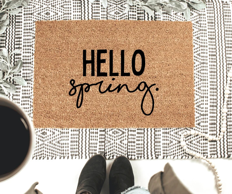 Hello Spring Doormat Welcome Mat Spring Decor Spring | Etsy | Etsy (US)