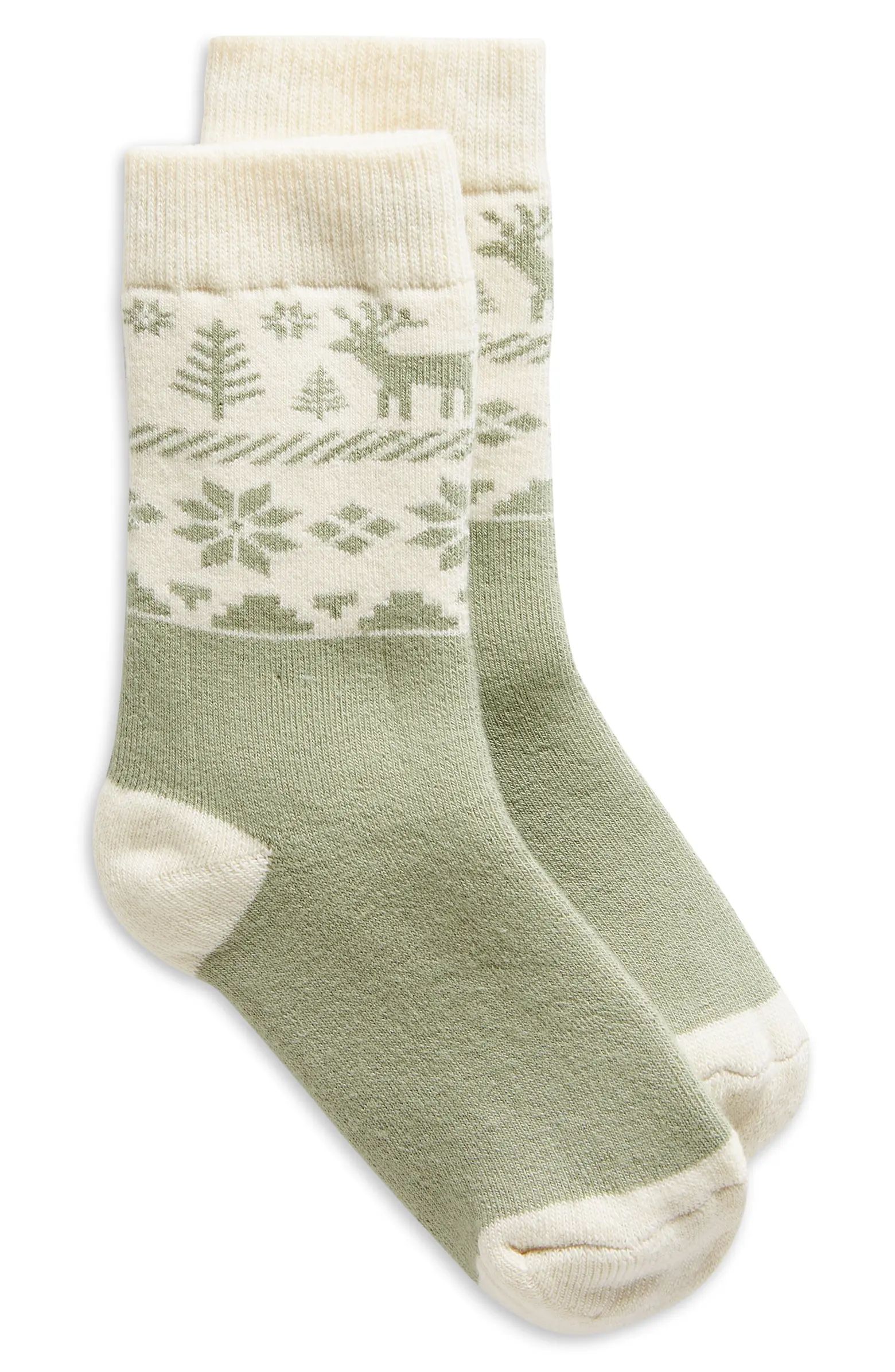 Kids' Sage Holiday Cozy Cotton Blend Socks | Nordstrom