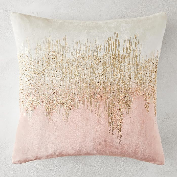 Z Gallerie Joie De Vivre Throw Pillow, Luxe Hand-Beaded Velvet Decorative Cushion with Ombré Eff... | Amazon (US)