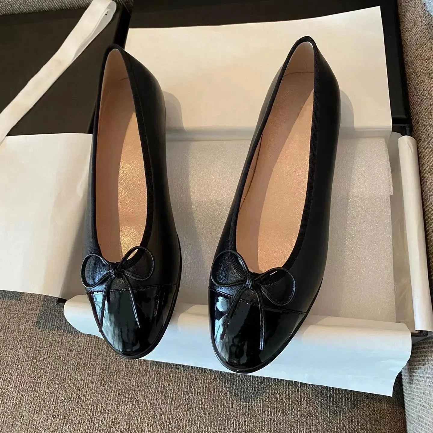 designer shoes Paris Brand designer Black Ballet Flats Shoes Women Quilted Genuine Leather Slip o... | DHGate