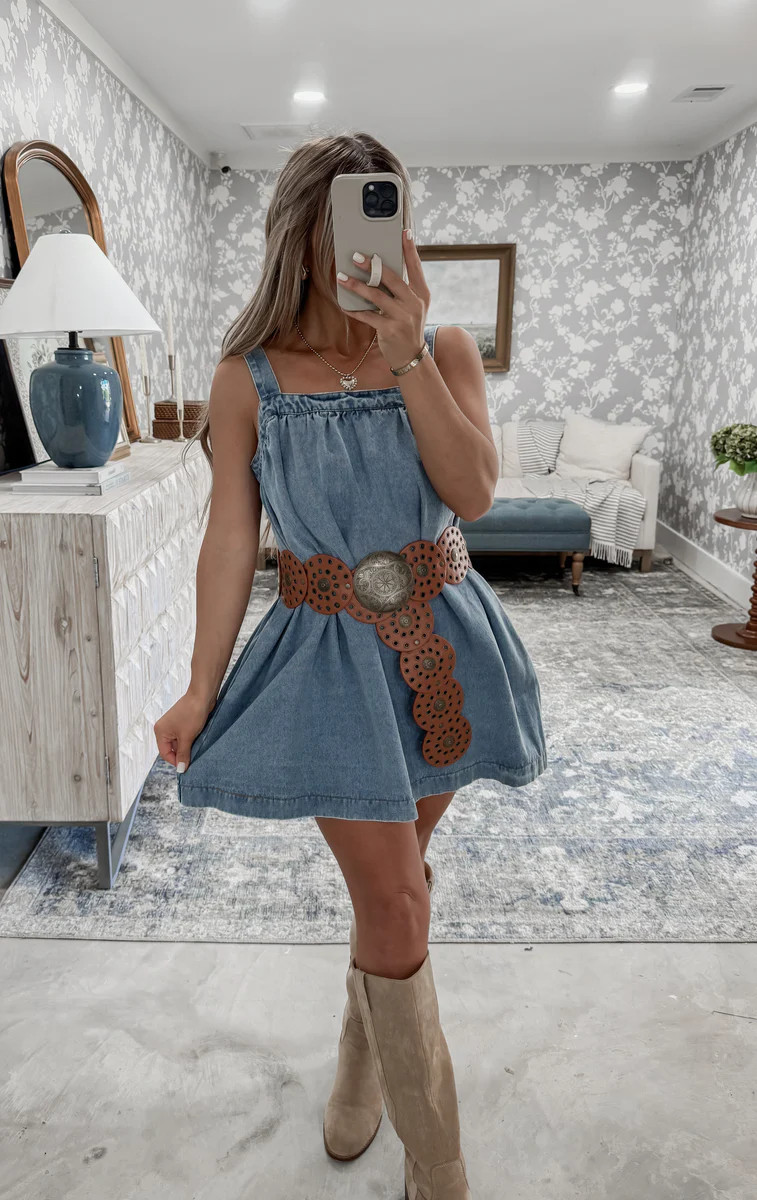 Kicking Up Leaves Denim Mini Dress | CK Squared Boutique