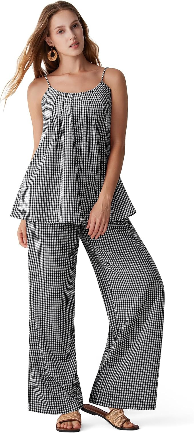 MOOSLOVER Women Linen Summer Two Piece Sets Backless Lounge Outfits Sets Travel Beach Vacation Cl... | Amazon (US)