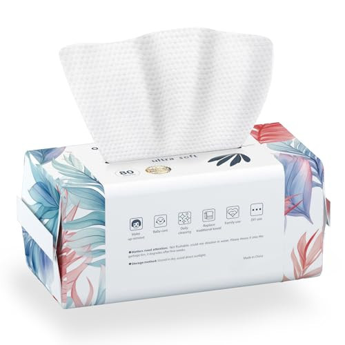 Ourmed Life Face Towels - Ultra Thick Disposable USDA Biobased Facial Clean Wash Cloth for Sensitive Skin, Lint- free Facial Tissue for Cleansing, Skincare and Makeup Remover, Dry Wipes, 80 count | Amazon (US)