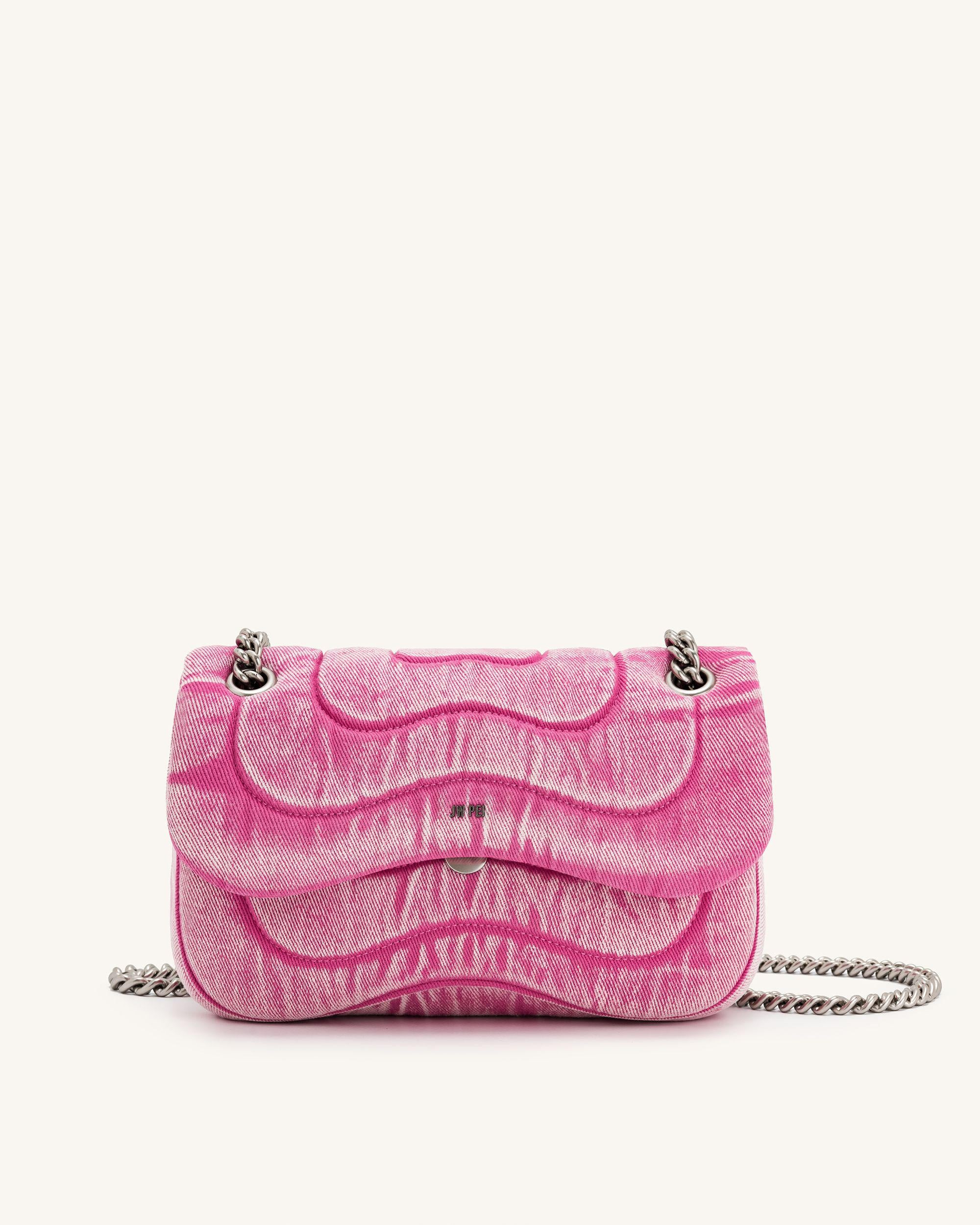 Tina Denim Quilted Chain Crossbody - Pink | JW PEI US