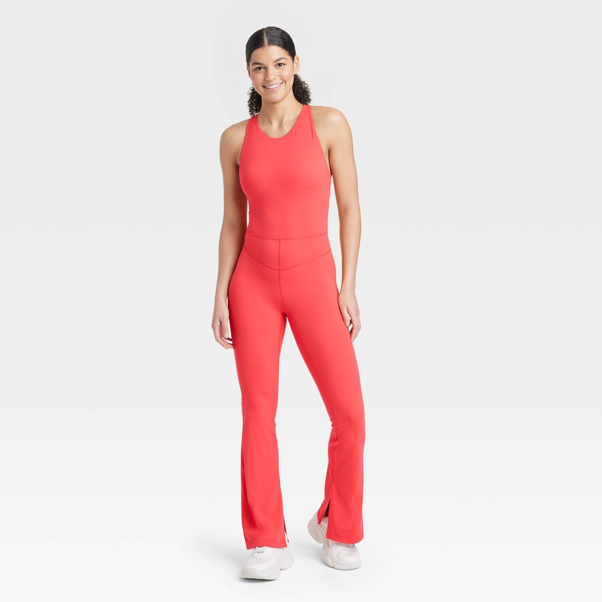 Women's High Neck Flare Long Active Bodysuit - JoyLab™ Red XS | Target