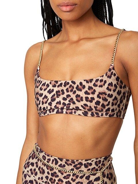 WeWoreWhat Chain Cami Leopard Bra on SALE | Saks OFF 5TH | Saks Fifth Avenue OFF 5TH
