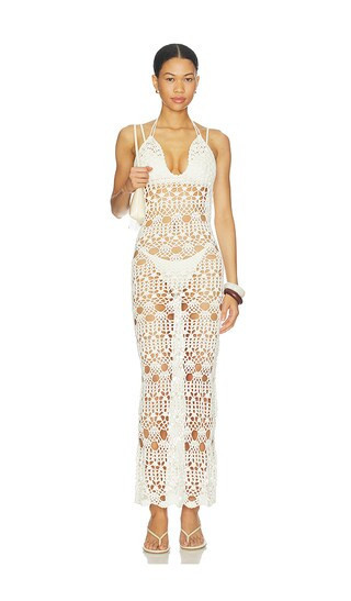 MORE TO COME Ambar Crochet Maxi Dress in Ivory. Size XS. Also in L, M, S. | Revolve Clothing (Global)