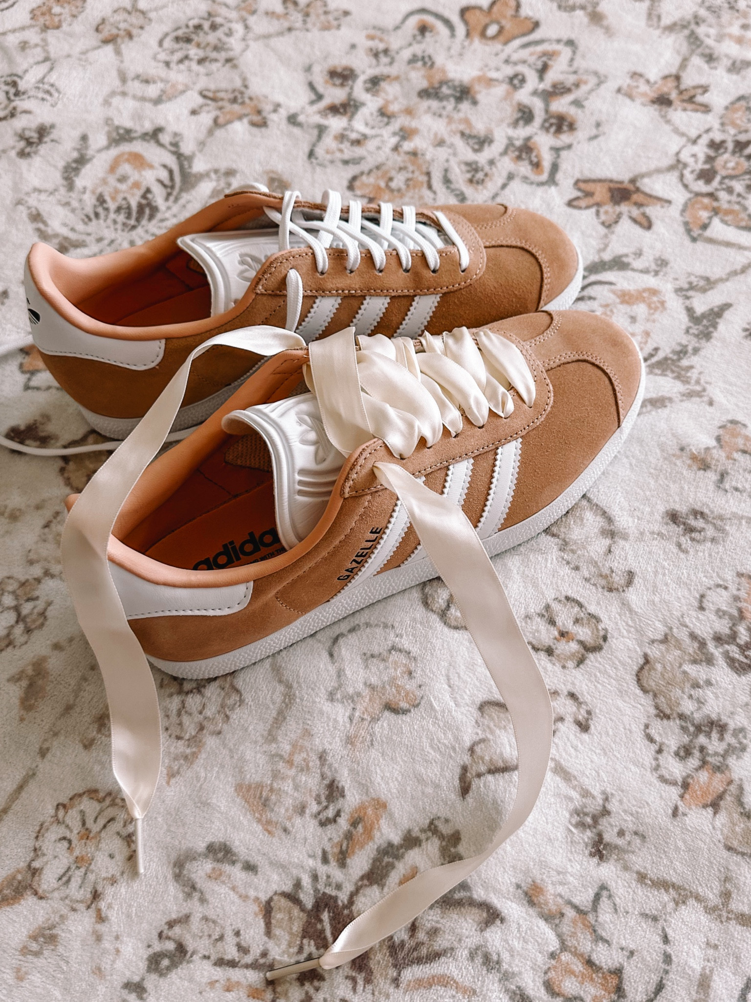 Blush gazelles & ivory ribbon laces 🥹🩰🤍

#LTKfindsunder50 #LTKshoecrush #LTKstyletip