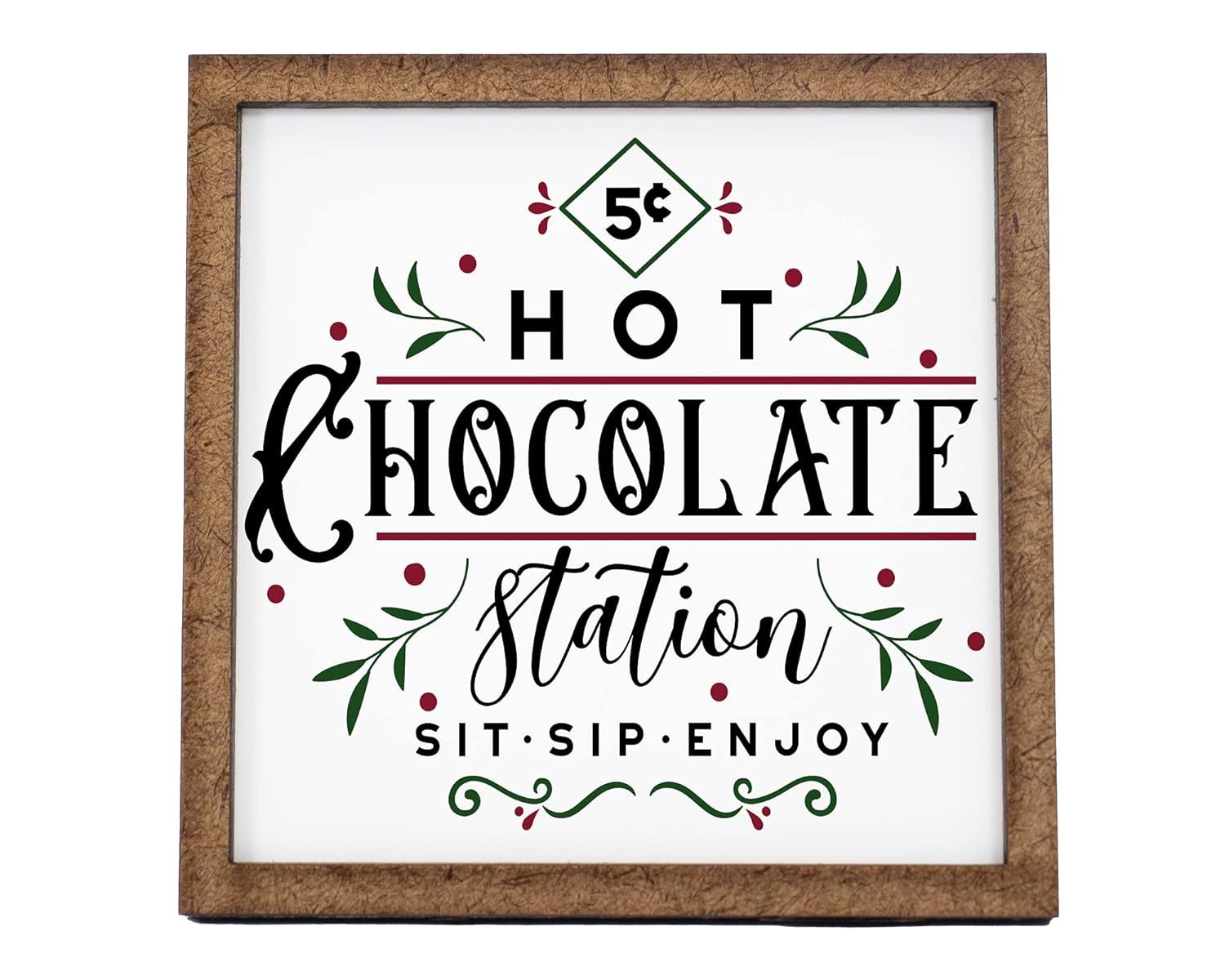 Hot Chocolate Station Sign - Tier Tray Sign - Mini Wooden Sign - Christmas Sign - Wood Sign - She... | Amazon (US)
