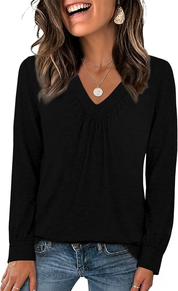 OFEEFAN Long Sleeve Shirts Fall Boho Tops Dressy Casual Western Outfits | Amazon (US)