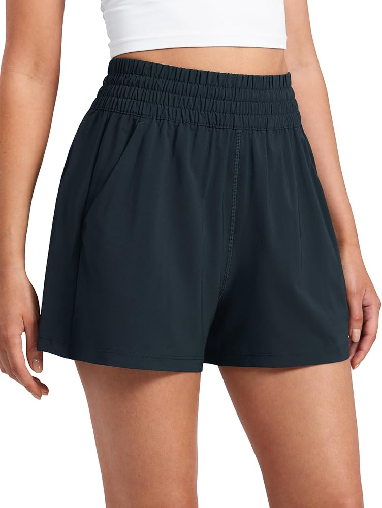 CRZ YOGA Linerless Relaxed Casual Shorts for Women 3" - High Waisted for Lounge Athletic Golf wit... | Amazon (US)