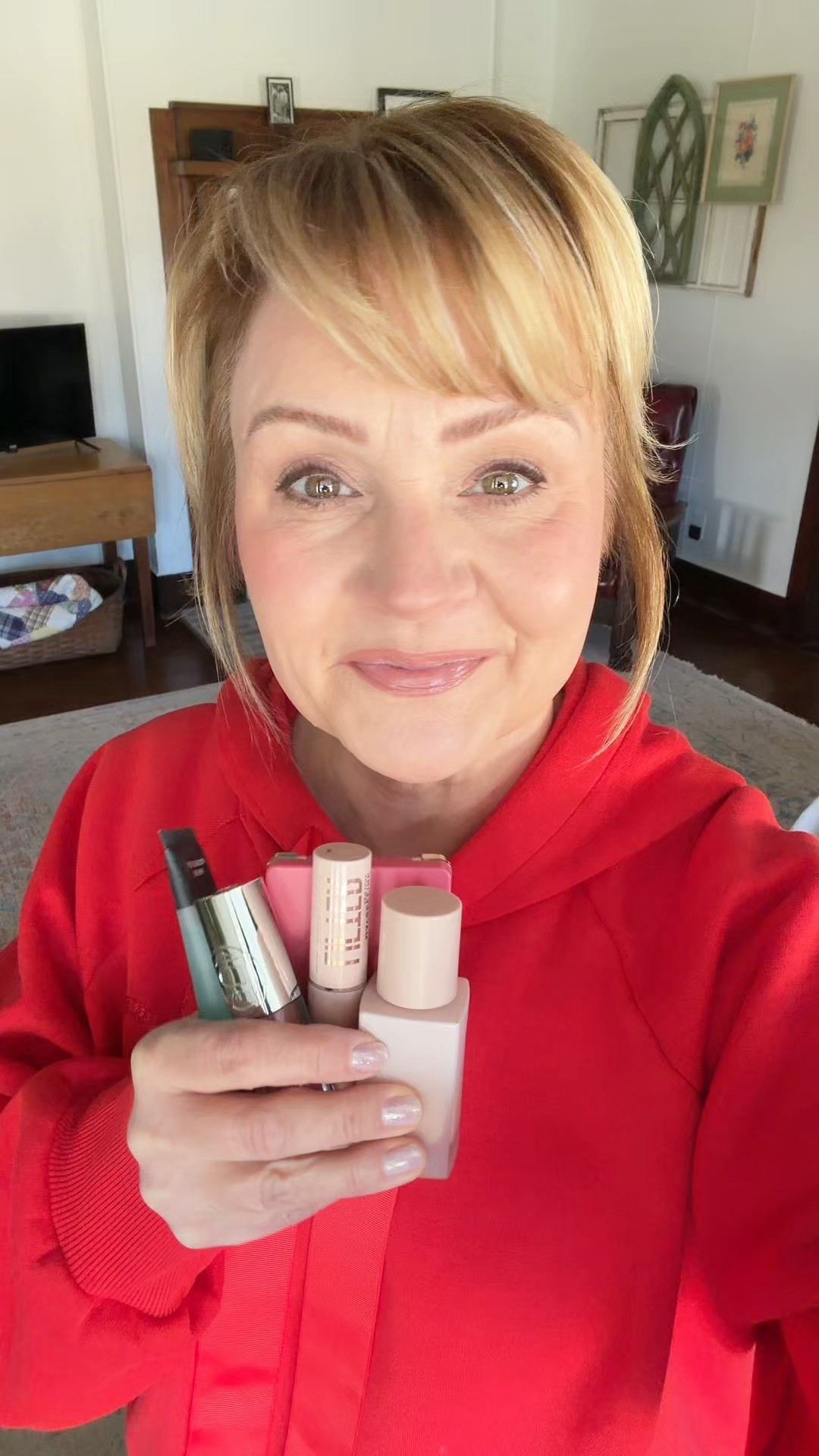 Affordable makeup look for today  
Foundation in N5
Liner in But First Espresso 
Gloss in Worth It
Blush Blind Date
Concealer in 20


#LTKFindsUnder50 #LTKOver40 #LTKBeauty