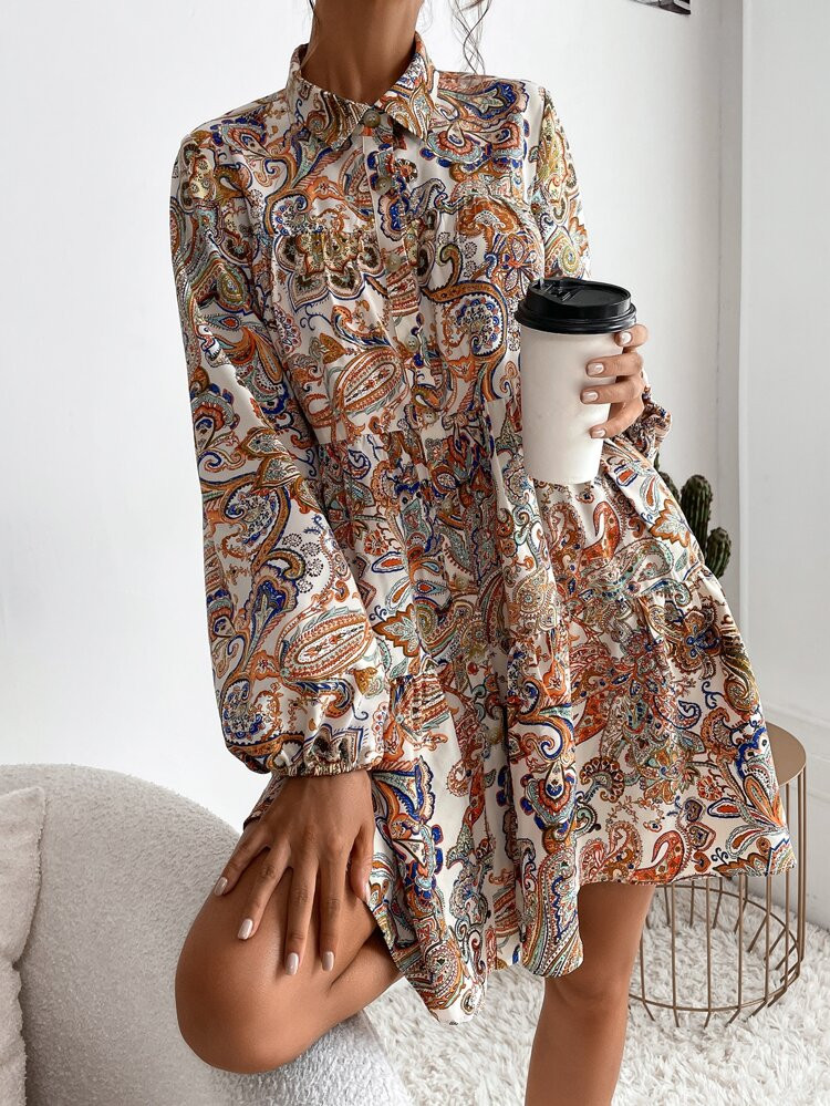 Paisley Print Babydoll Dress | SHEIN
