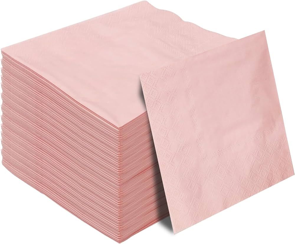 50 Pieces 3-ply Light Pink Cocktail Napkins Beverage Napkins Dessert Napkins Disposable Paper Nap... | Amazon (US)