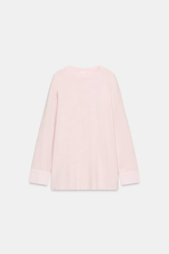 Model height: 179 cmREGULAR FIT - ROUND NECK - REGULAR LENGTH - LONG SLEEVECotton-blend T-shirt. ... | Zara UK
