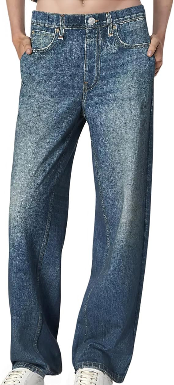 French Terry Sweatpant Jeans Denim Sweat Pants Look Like Jeans Baggy Wide Leg Stretch Pants Jeggi... | Amazon (US)