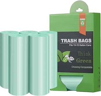 Compostable Trash Garbage bags,AYOTEE 13-15 Gallon Tall Kitchen Trash Bags,Heavy Duty Unscented 1... | Amazon (US)