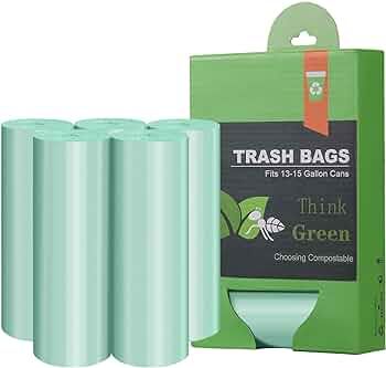 Compostable Trash Garbage bags,AYOTEE 13-15 Gallon Tall Kitchen Trash Bags,Heavy Duty Unscented 1... | Amazon (US)