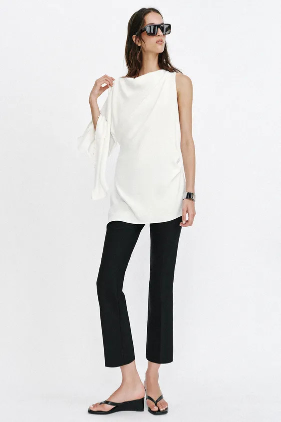 ASYMMETRIC PEARL TUNIC BLOUSE | Zara US