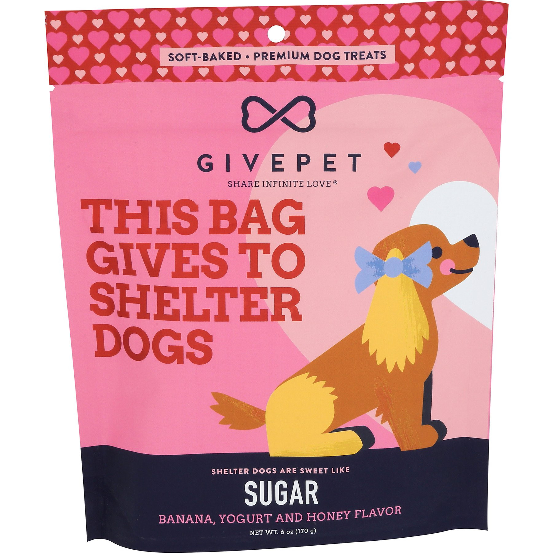 GivePet Sugar Banana Human Grade Soft & Chewy Dog Treats, 6-oz bag | Chewy