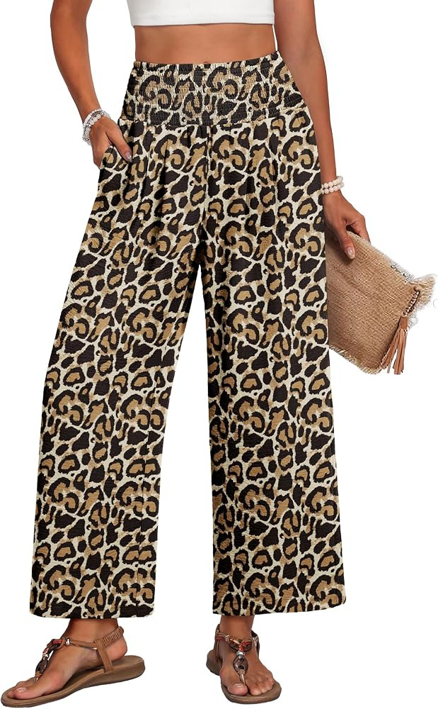 Lepunuo Wide Leg Palazzo Pants for Women Summer Trousers with Pockets | Amazon (US)