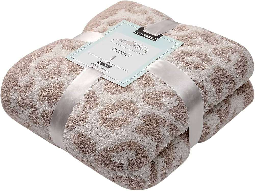 bearberry Fuzzy Leopard Knitted Throw Blanket Soft Cozy Warm Microfiber Blanket for Couch Sofa Be... | Amazon (US)