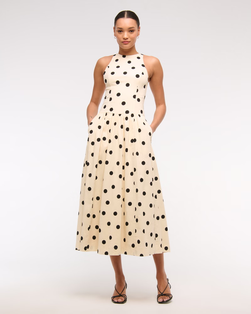 Drop-Waist Midi Dress | Abercrombie & Fitch (US)