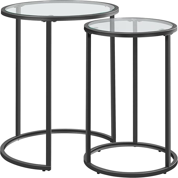 Yaheetech Round Nesting End Table Set of 2,Stacking Side Tables,Coffee Tables Set w/Metal Frame &... | Amazon (US)