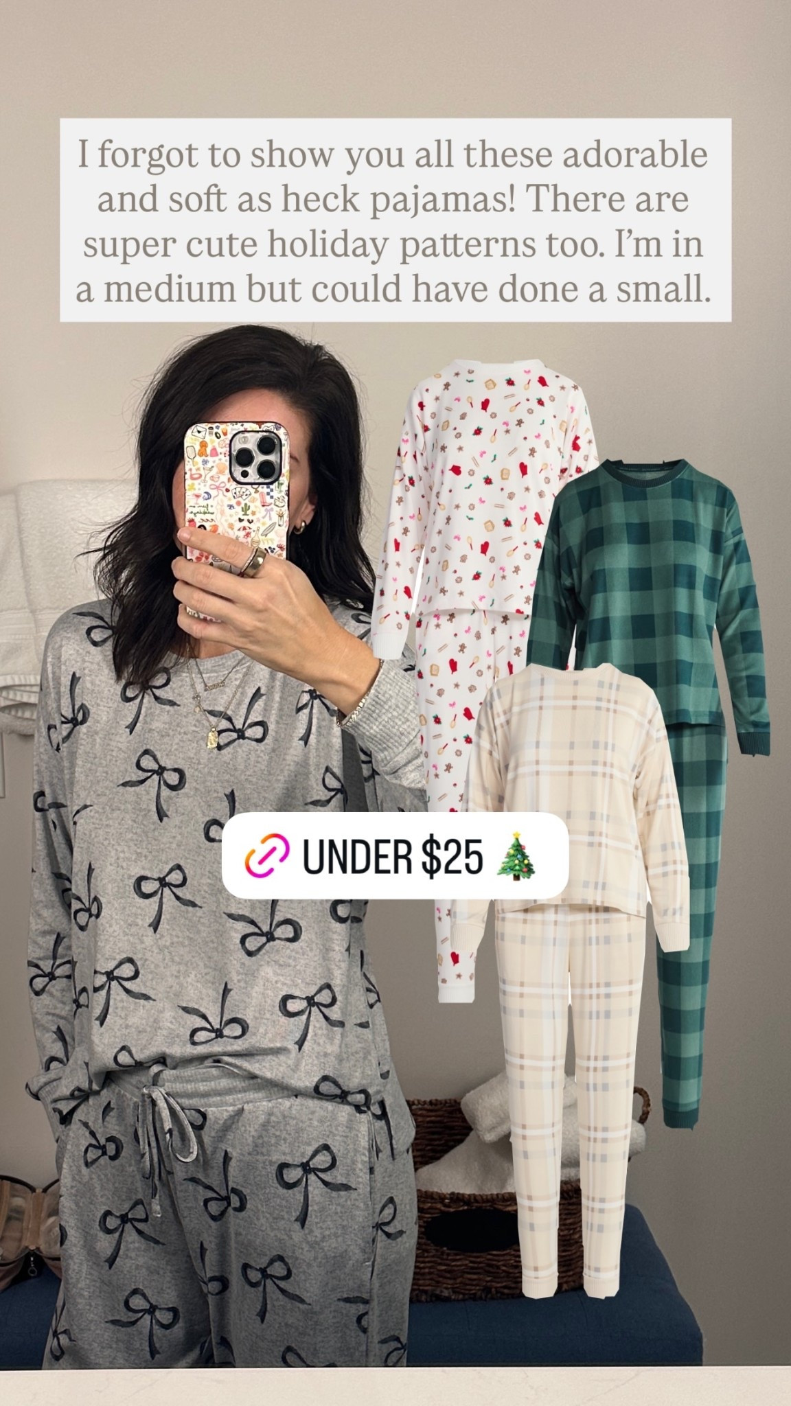 I forgot to show you all these adorable and soft as heck pajamas! There are super cute holiday patterns too. I’m in a medium but could have done a small.