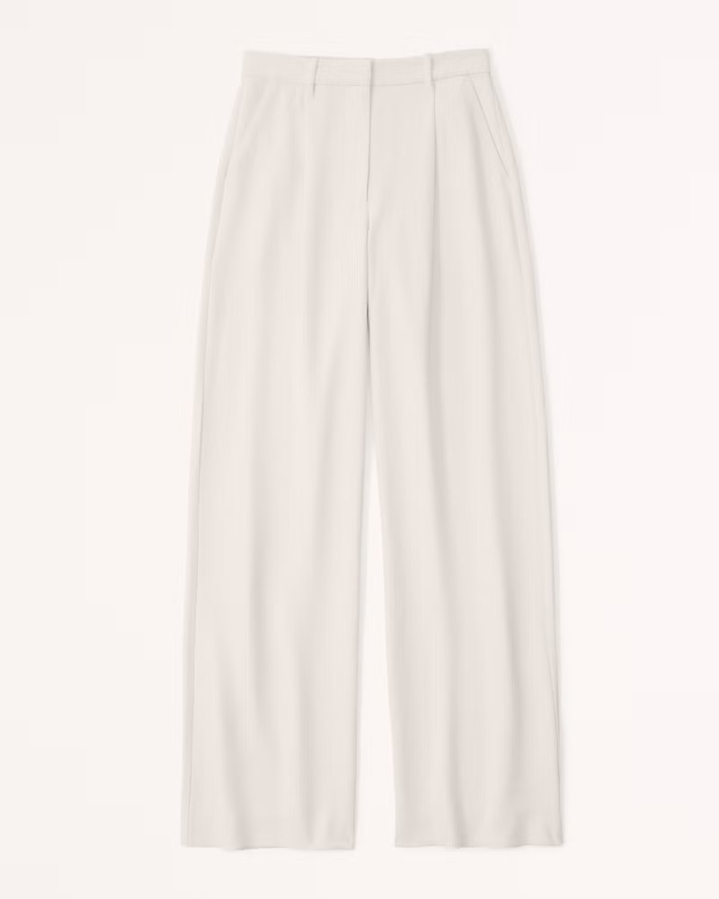 Abercrombie & Fitch Women's A&F Harper Tailored Premium Crepe Pant in White - Size 34 LONG | Abercrombie & Fitch (US)