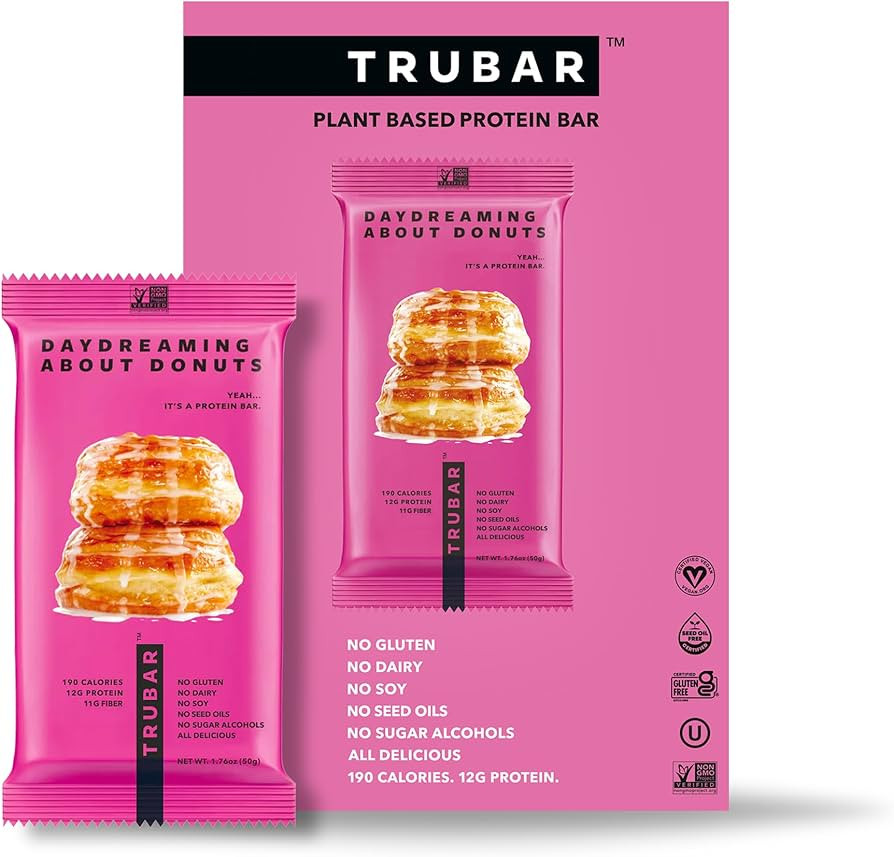 TRUBAR Vegan Protein Bar, Daydreaming About Donuts, Gluten Free, Plant Based Protein, Dairy Free,... | Amazon (US)