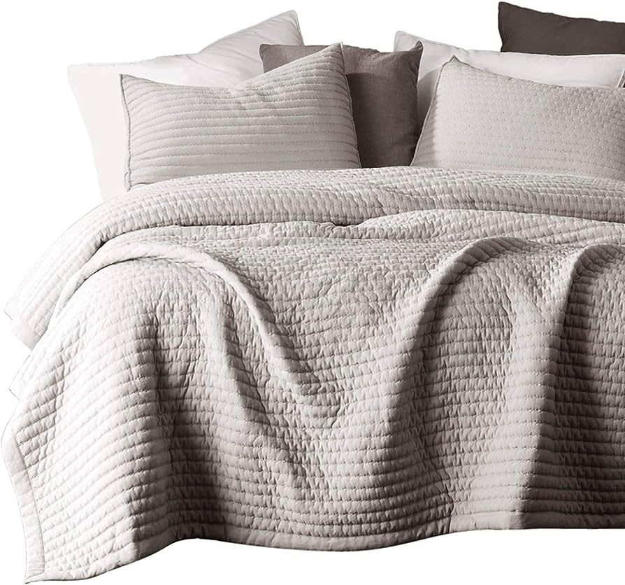 KASENTEX Quilt-Bedding-Coverlet-Blanket-Set, Machine Washable, Ultra Soft, Lightweight, Stone-Was... | Amazon (US)