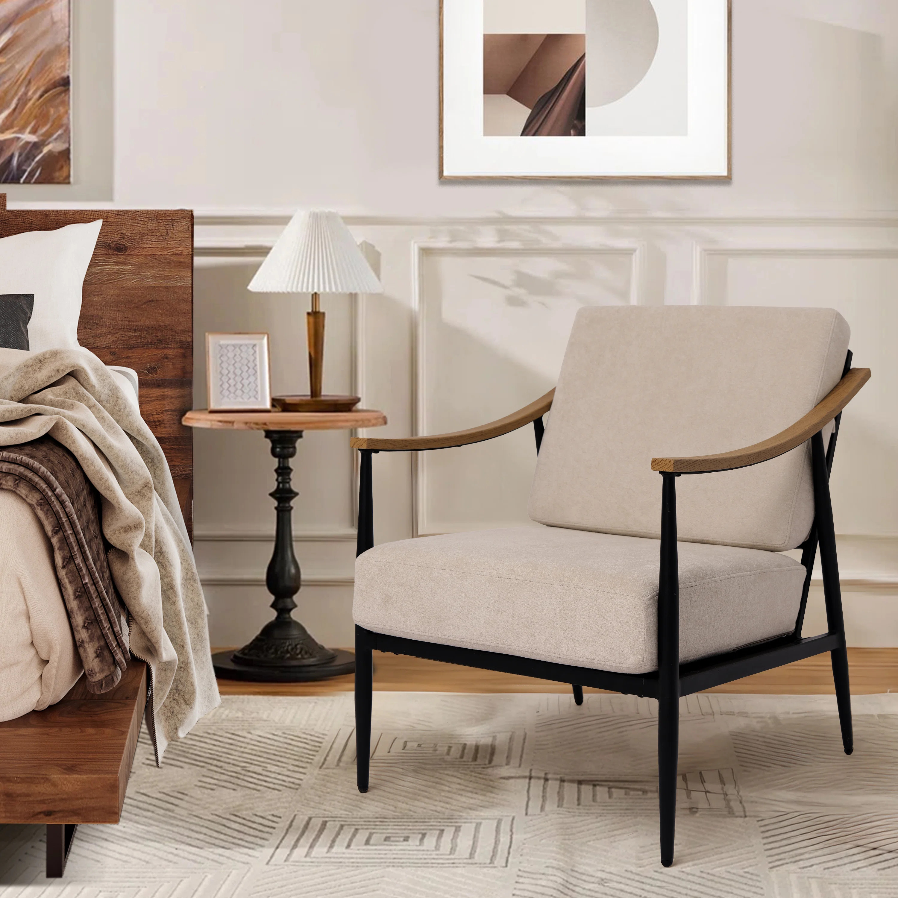 26" Wide Mid-Century Modern Accent Chair Comfy Reading Armchair for Living Room & Bedroom & Offic... | Wayfair North America