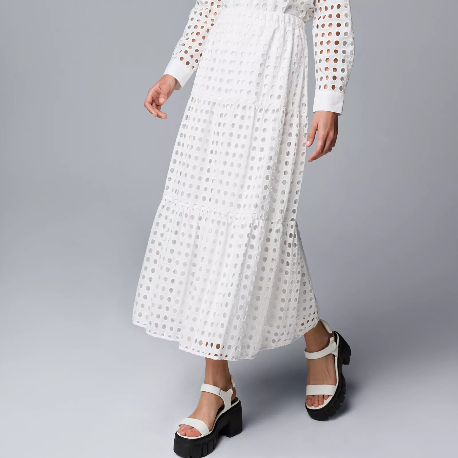 Women's Simply Vera Vera Wang Eyelet Maxi Skirt | Kohl's