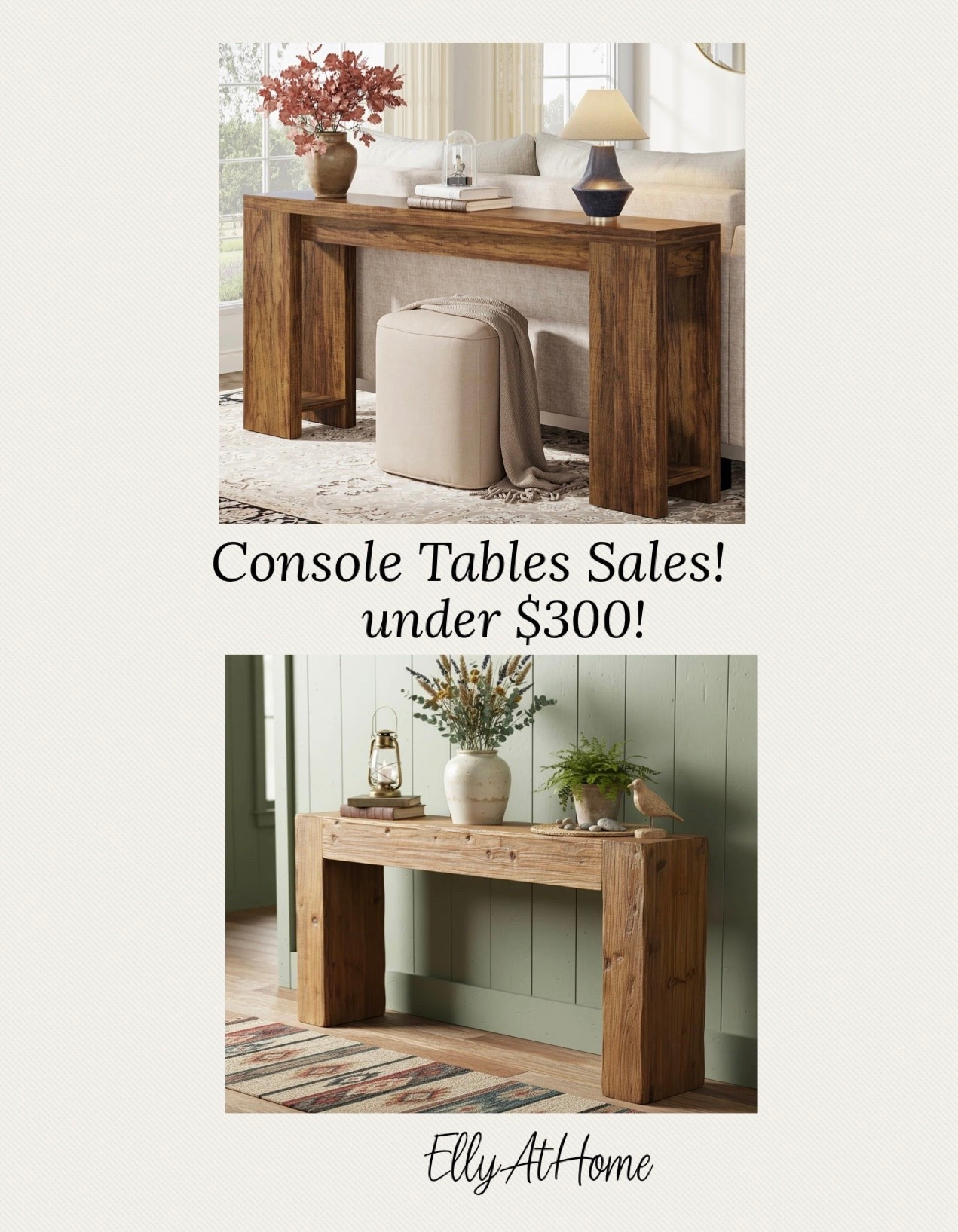 Rustic, neutral console tables at Wayfair on sale under $300! Free shipping! Also shop console table styling ideas! Entryway, living space, bedroom. 

#LTKSaleAlert #LTKHome