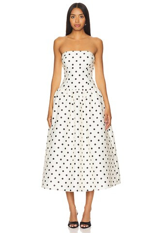 self-portrait Polka Dot Midi Dress in Cream from Revolve.com | Revolve Clothing (Global)